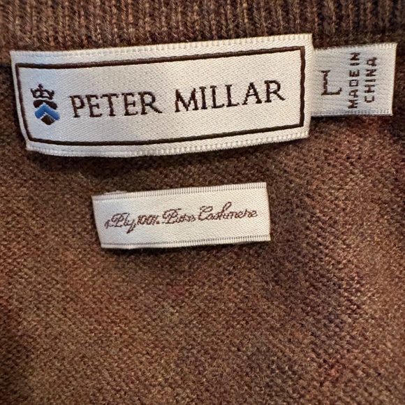 Peter Millar cashmere sweater long sleeve v-neck brown Large - Picture 10 of 13